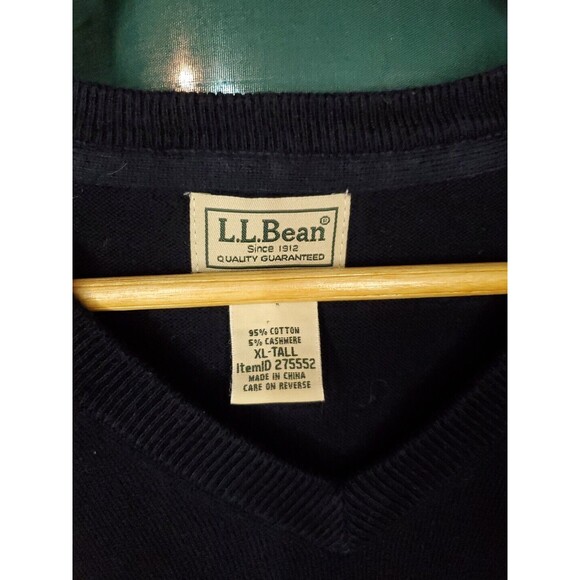 LL Bean XLarge TALL Blue Pullover Long Sleeve Cotton Cashmere Sweater 275552 - Picture 6 of 7